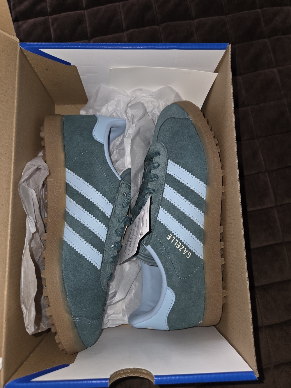 Adidas Gazelle Woman’s Golf Suede Sneakers in Teal with Gum Sole